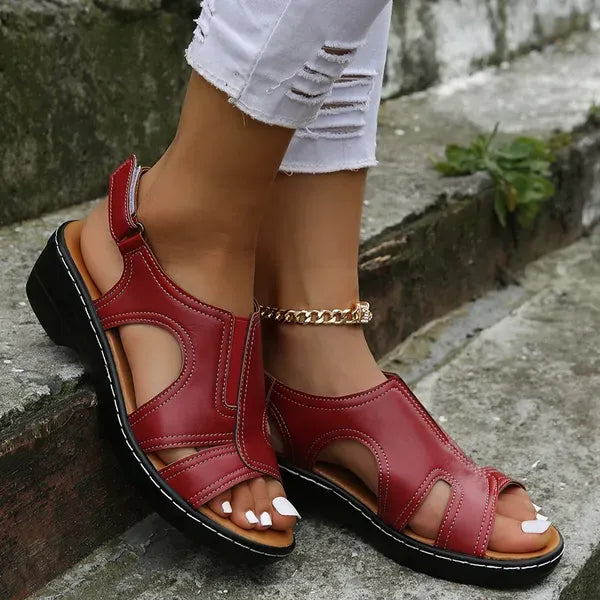 📢🔥Sale OFF 45% Women Wedge Sandals, Premium Leather Orthopedic Sandals