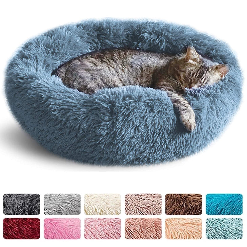 Cozy & Calming Pet Bed: Plush Round Litter Mat Warming Soft Dog & Cat Bed
