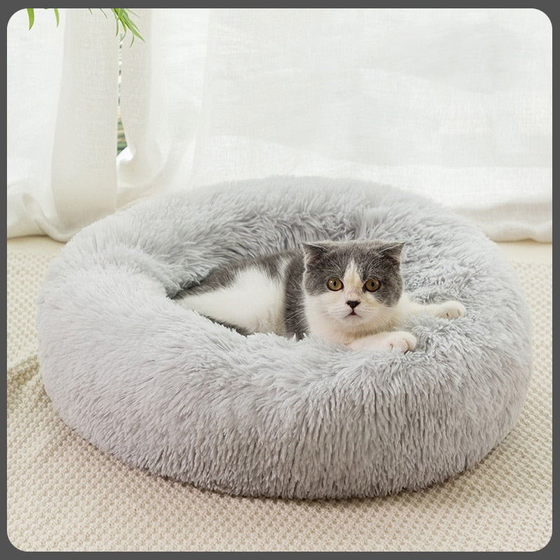 Cozy & Calming Pet Bed: Plush Round Litter Mat Warming Soft Dog & Cat Bed